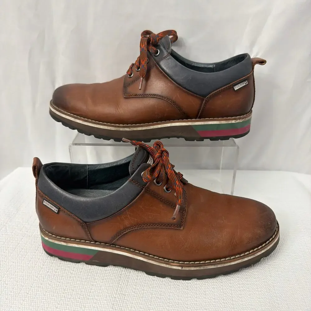 Pikolinos Pirineos Brown Leather Oxford Shoes Mens Size 8